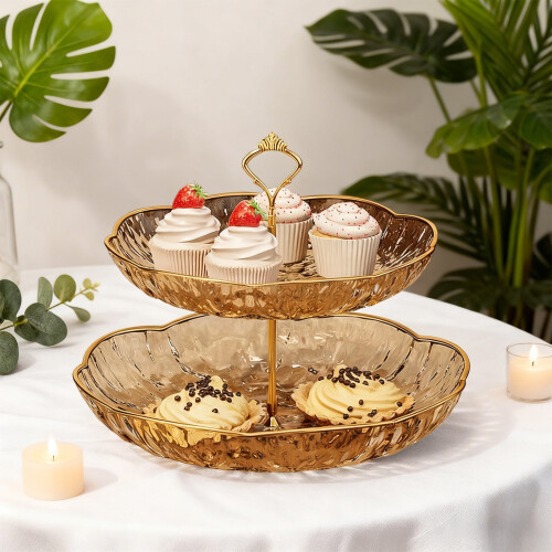 Fruit Tray Gold Double-Tier 24cm 2
