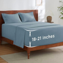 Deep Pocket Queen Sheet Set 4-Piece, 100% Polyester, 21" Fit