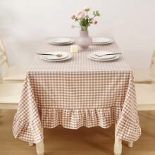 Cotton Gingham Tablecloth with Ruffled Edge 70" x 52"