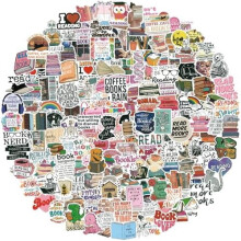 200 adesivos de vinil à prova d'água com frases.
