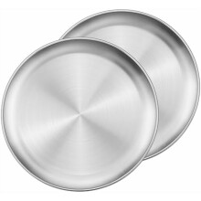 Juego de 2 platos llanos infantiles de acero inoxidable de 20 cm (8 pulgadas)
