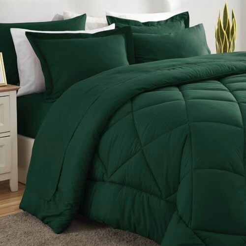 Σετ παπλωμάτων Queen Emerald Green, Κρεβάτι 7 τεμαχίων σε τσάντα, Εναλλακτικό πάπλωμα με 2