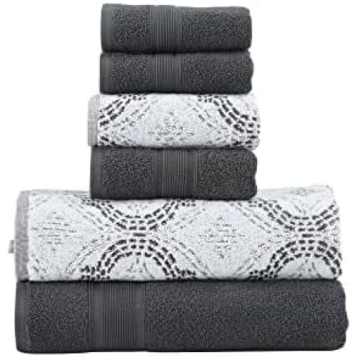 Capri 6-Piece Reversible Jacquard Towel Set – 100% Combed