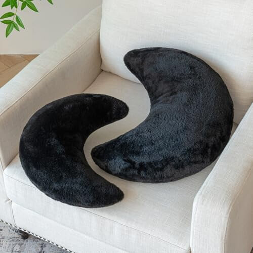 Almofada Lua – Almofada decorativa macia em imitação de pele de coelho, em formato de lua, para sofá, quarto e sala de estar. 1