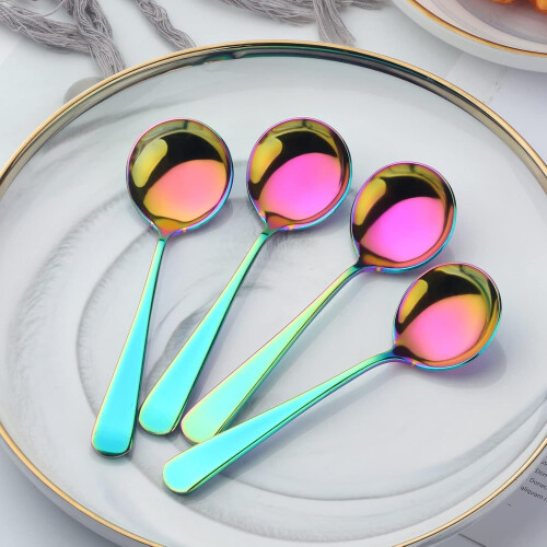 Colher de sopa redonda de aço inoxidável de 16 cm (6,3 polegadas), pacote com 6 unidades. 2