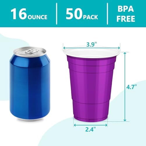 50 paarse wegwerp plastic drinkbekers van 473 ml 1