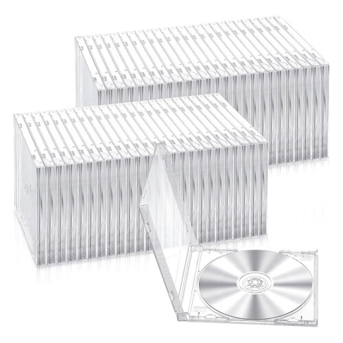 50 Plastic CD Jewel Case for Storage CD Packaging Box Standard Single Clear CD Case DVD Cover Protection Replacement