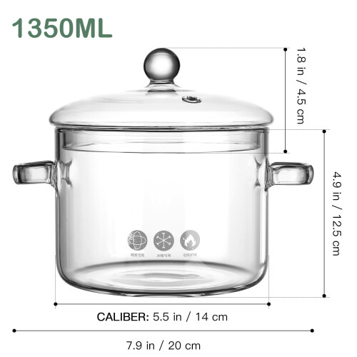 LEDMOMO soeppan van borosilicaatglas met deksel en handvatten 1