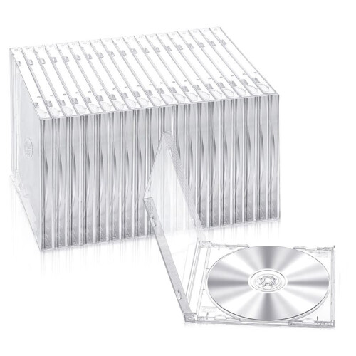 20 Pcs 10.4 mm CD Jewel Cases Standard Single Clear CD Case DVD Cover Protection Replacement