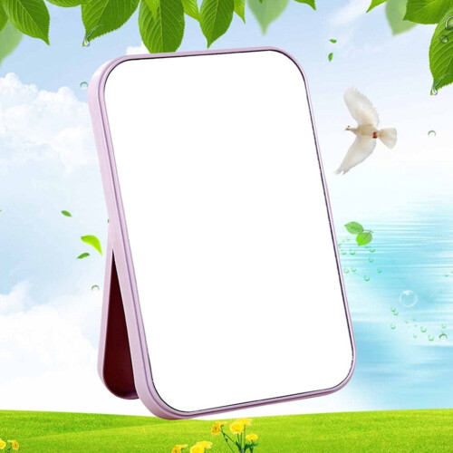 OUNONA Lavender Foldable Makeup Mirror with ABS Material for Travel and Home Use Clear Surface Practical 2