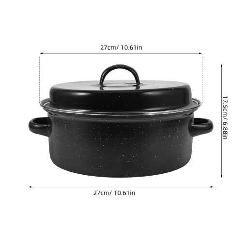 Lidded Roasting Pan Double Handles Enameled Roasting Pan Barbecue Cooking Pot 1