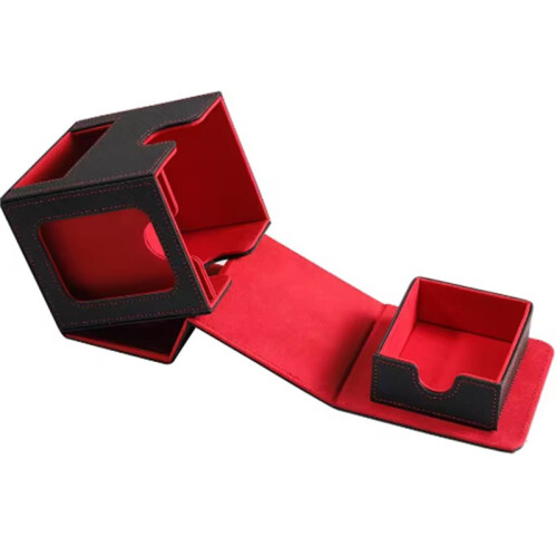 Leather  Card Box with 2 Commander Displays Waterproof Double-Layer Card Storage Can Hold 200+Double-Layer