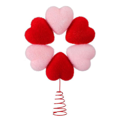 Heart Tree Topper Red Pink Plush Ornament 1 Pack 1