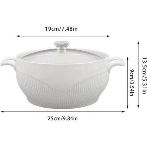 Vit porslinssoppterrin med glaslock 1,5 l 2