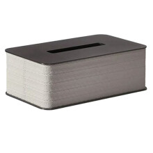 Light Luxury Stainless Steel Tissue Box Wooden Leather Tissue Box Household Living Room Tissue Holder Home Decoration B