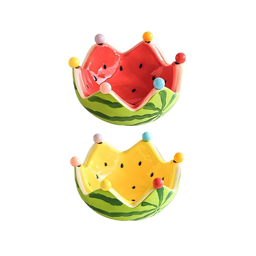 Watermelon Ceramic Fruit Plate Matching Forks Ceramic Snack Tray Large Capacity For Various Fruit Snacks Present 2Pc Red 6032767108235