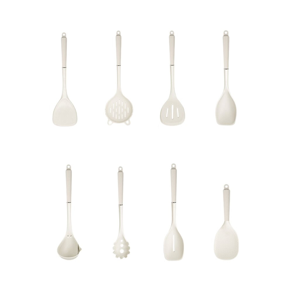 Tauoh 8Pcs Silicone Handle Cooking Utensil Set Non-Stick Pan Spatula Soup Spoon Full Home Use Stir-Fry Spatula Rice Spoon