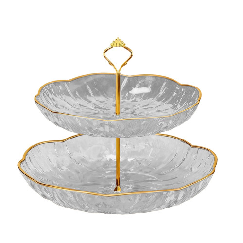 Fruteira de plástico com bandeja dupla de 24 cm (9,45 polegadas) 1