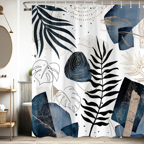 Boho douchegordijn van polyester, 54x70 inch, met haken. 1