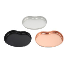 Ovales Edelstahl-Tablett 9x6 cm Schwarz/Silber/Gold