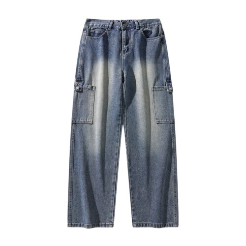 Ανδρικά τζιν παντελόνια Cargo Denim με πολλαπλές τσέπες για καθημερινή χρήση και 2