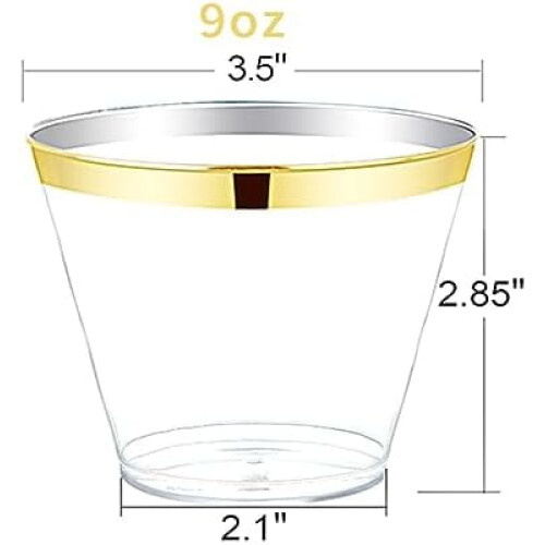 Guldglimmer engangskopper 9oz (120-pak) 2