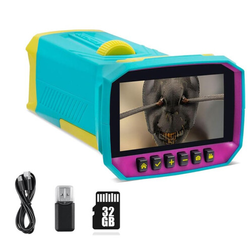Digital Microscope Camera 3.0Inch IPS Screen 800X Magnification Video Recording Microscope with 32GB Card for Kids