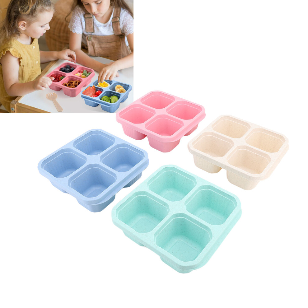 4-Color Stackable Snack Box, 4-Compartment, Lid