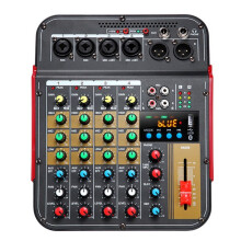 6-Channel Audio Mixer Audio USB -Kompatibel Reverb Audio Processor Sing Live med Ljudkortsmixer EU-Kontakt