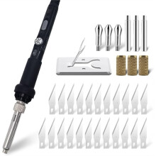 Kit de Corte Elétrico Profissional com 31 Peças para Artesanato, Corte e Escultura de Espuma, Plástico, Corda e Tecido (Plugue Americano)