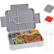 Bento Lunch Box, 1330ML Leak-Proof Bento Box for Adults, Food Container with 6 Compartments and Cutlery Set