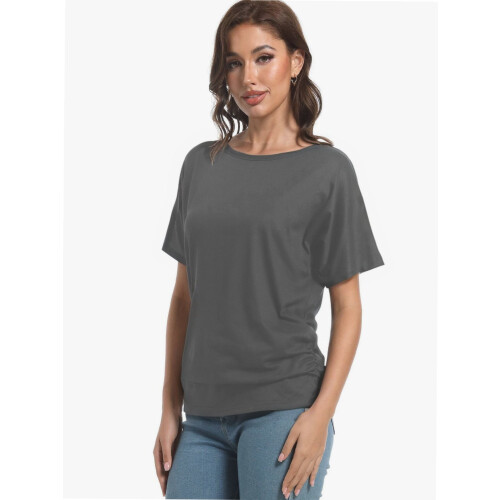Γυναικεία Casual T-shirts Dolman με κοντομάνικα πουκάμισα, τοπ με βολάν και φαρδιά 1