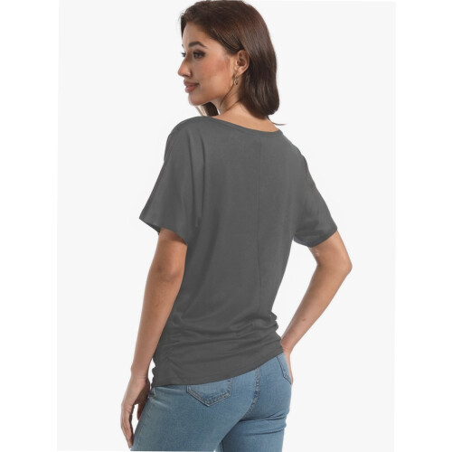 Γυναικεία Casual T-shirts Dolman με κοντομάνικα πουκάμισα, τοπ με βολάν και φαρδιά 2