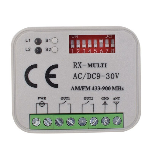 Universal Garage Door Remote Control Receiver 2CH Controller  for Transmitter RX Multi Frequency 433-900MHz White