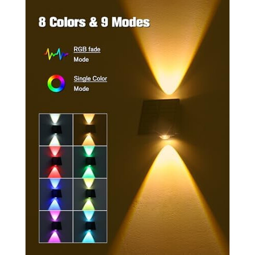 Kit com 12 Luminárias Solares para Cerca com Iluminação para Cima/Baixo e Classificação IP65 1