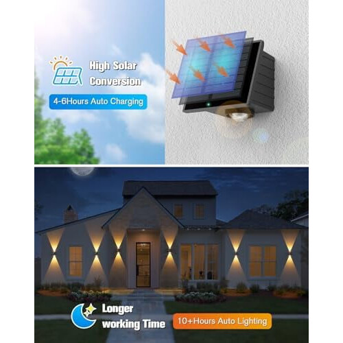 Kit com 12 Luminárias Solares para Cerca com Iluminação para Cima/Baixo e Classificação IP65 2