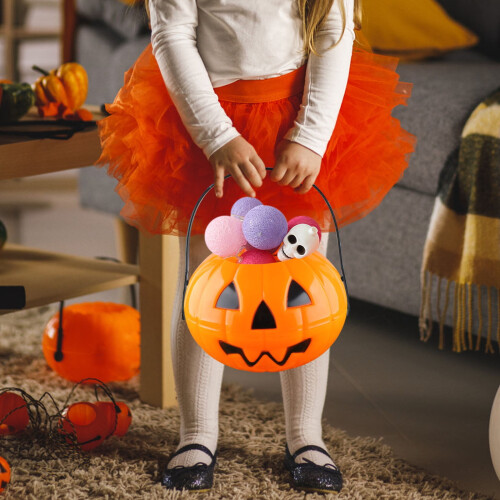 Κουβάς με γλυκά κολοκύθας για το Halloween (Πορτοκαλί, 7") | Κουβάς με λαβή για κέρασμα ή 1