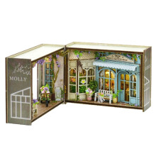 DIY Book Nook Kit with 3D Puzzle Model Building Wooden Bookshelf Bookend Toy Halloween Christmas Birthday Gift -112