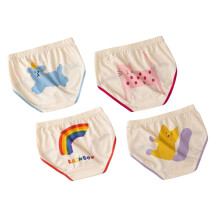 Girls Underpants Cute Comfortable Cotton Cartoon Animal Rainbow Printed Briefs 4 Pack Baby Cozy Panties,Purple,1-2 Years