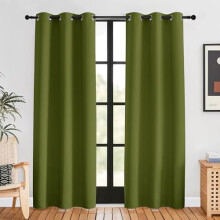 Olive Green Blackout Curtains, 80" L x 34" W, 2 Panels, Grommet Top, Thermal Insulated, Room Darkening – Compatible with Standard Rods