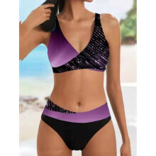 Gave til hende Bikini Badedragt Todelt Sommer Dame Badedragt med Tryk Mode Badetøj Strandtøj Bikini Siamesisk Hot Pink