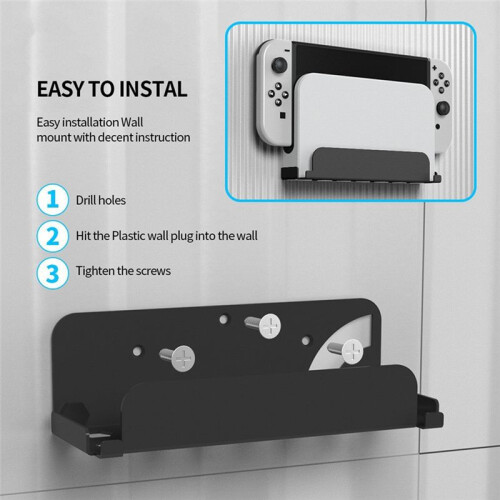 Game Console Wall Mounted Holder Bracket for / OLED Host Handle Hanger Wall Mount Storage Rack Black 1