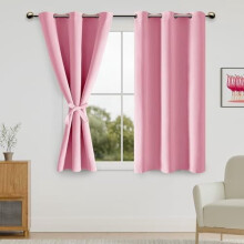 Blackout Curtains for Bedroom with Tiebacks – Room Darkening, Privacy Grommet Top, Pink, 38x54", Set of 2 Panels