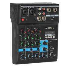 Professional 4 Channel Mixer Audio Mixing DJ Console with Reverb Effect for Home Karaoke USB Live Stage KTV