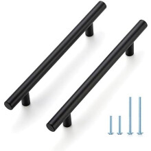 Poignées de meuble noir mat, entraxe de 12,7 cm (5 po), paquet de 25