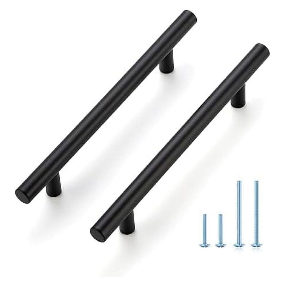 25-Pack 7.375" Matte Black Cabinet Pulls, 5" (128Mm) Center, Stainless Steel, Compatible With Standard Cabinets 9181073268250