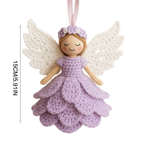 Ange décoratif au crochet violet 15 cm 2