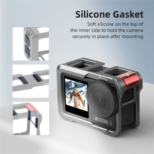 Flymile Full Frame Camera Cage Protective Housing for  Osmo Action 4 Action 3 for Tripod 1