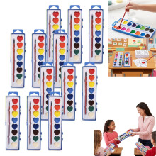 Valentine's Day Mini Watercolor Paint Sets, Watercolor Valentine Set, Washable Heart Watercolors Paint Set with Brush, for Valentines Party Gift