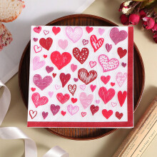 Valentine's Day Themed Paper Napkins - Decorative Printed Table Linens for Romantic Dinners and Parties - High Quality Disposable Dinnerware
